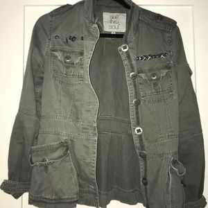 Green grunge-y utility jacket